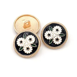 5pcs Round Metal Button for Clothing Coat Decorative Buttons Clothing Sewing Accessories(Black Rose,17mm)