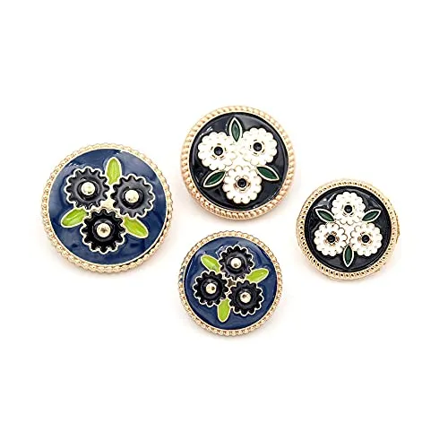 5pcs Round Metal Button for Clothing Coat Decorative Buttons Clothing Sewing Accessories(Black Rose,17mm)