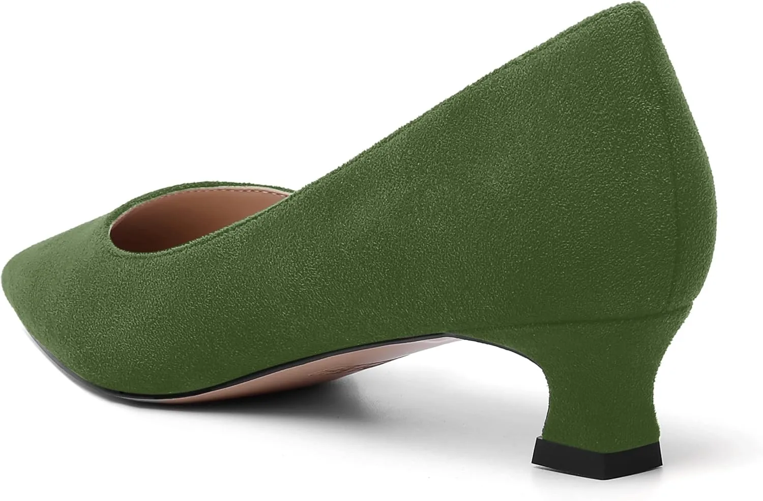 AMBELIGHT Womens Slip On Square Toe Casual Office Dress Shoes Suede Kitten Low Heel Pumps Shoes 1.5 Inch