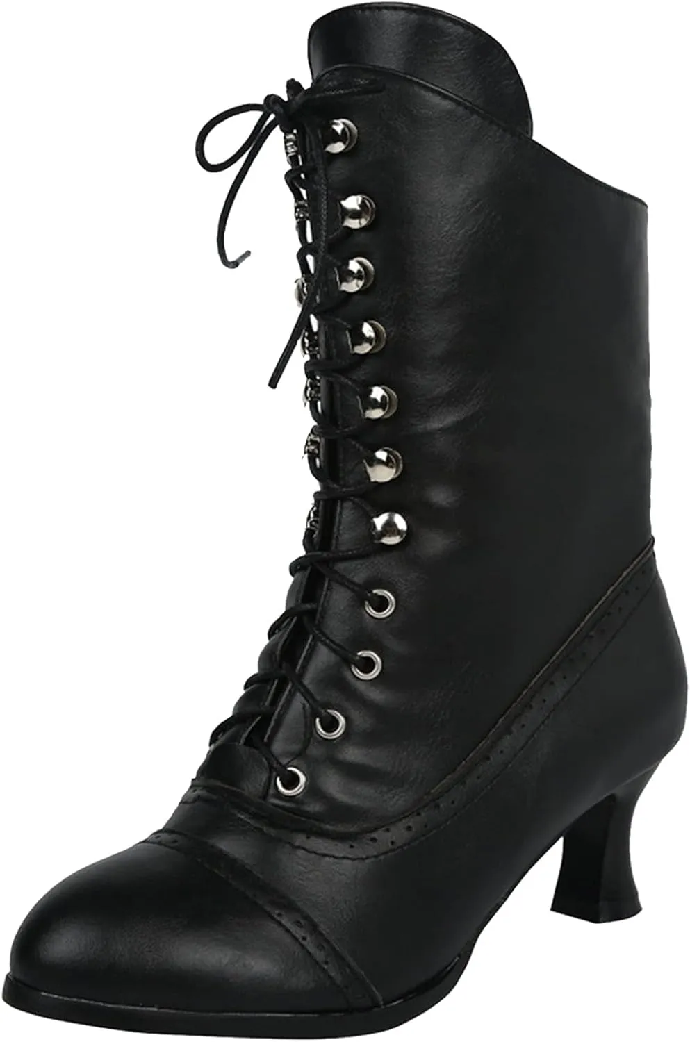 AMDBEL Cowboy Boots for Women, Snow Boots For Women Round Toe Zipper Flat Mid Boots Winter Warm Buckle Strap Snow Boots