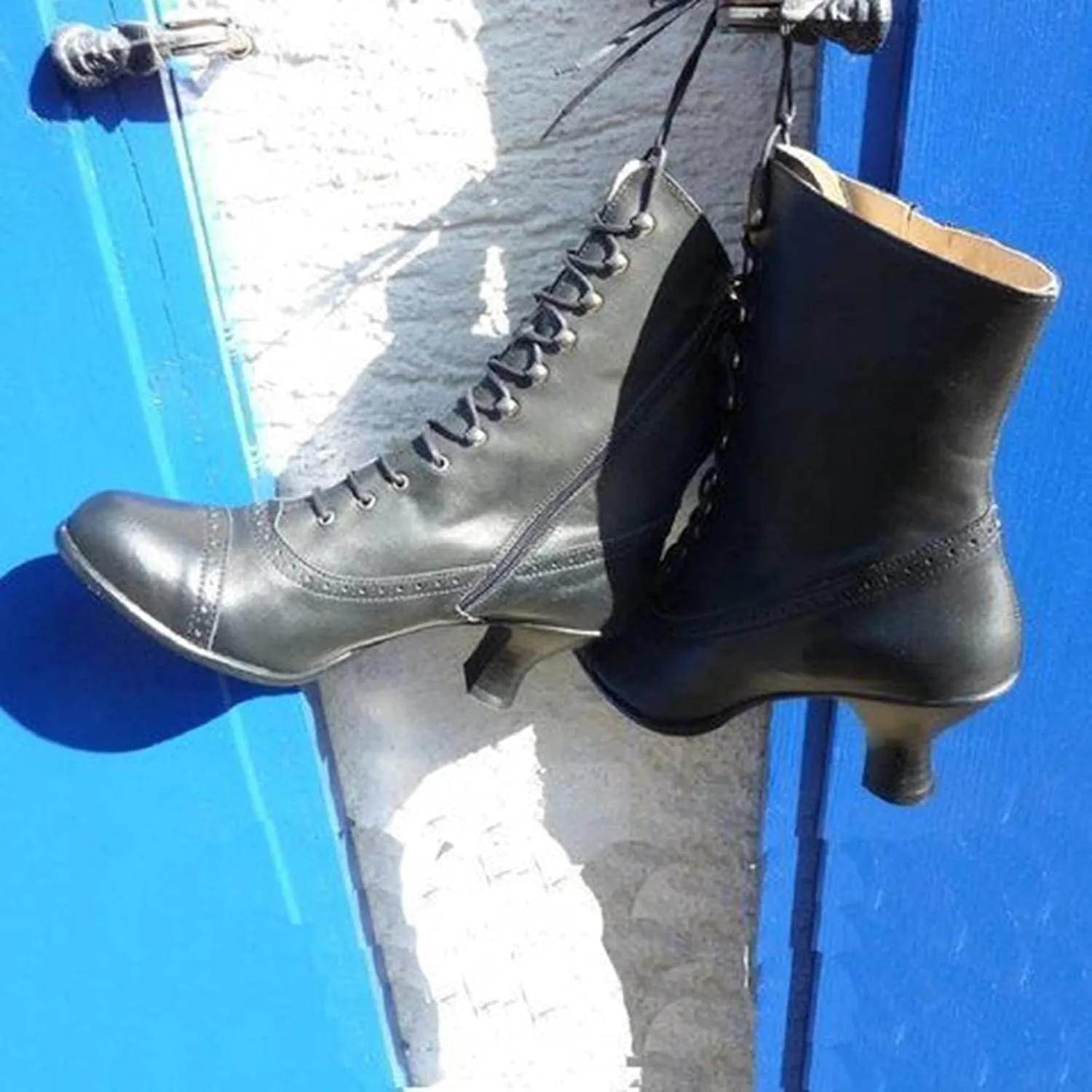 AMDBEL Cowboy Boots for Women, Snow Boots For Women Round Toe Zipper Flat Mid Boots Winter Warm Buckle Strap Snow Boots