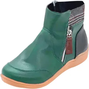 Ankle Boots for Women Arch Support Womens Low Heel Fashion Lace Up Zipper Booties Casual Walking Short Bootie