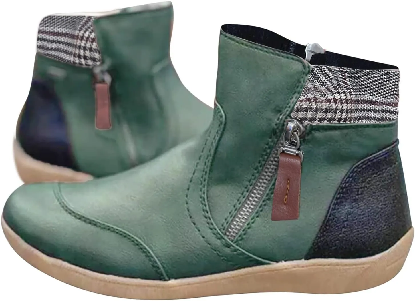 Ankle Boots for Women Arch Support Womens Low Heel Fashion Lace Up Zipper Booties Casual Walking Short Bootie