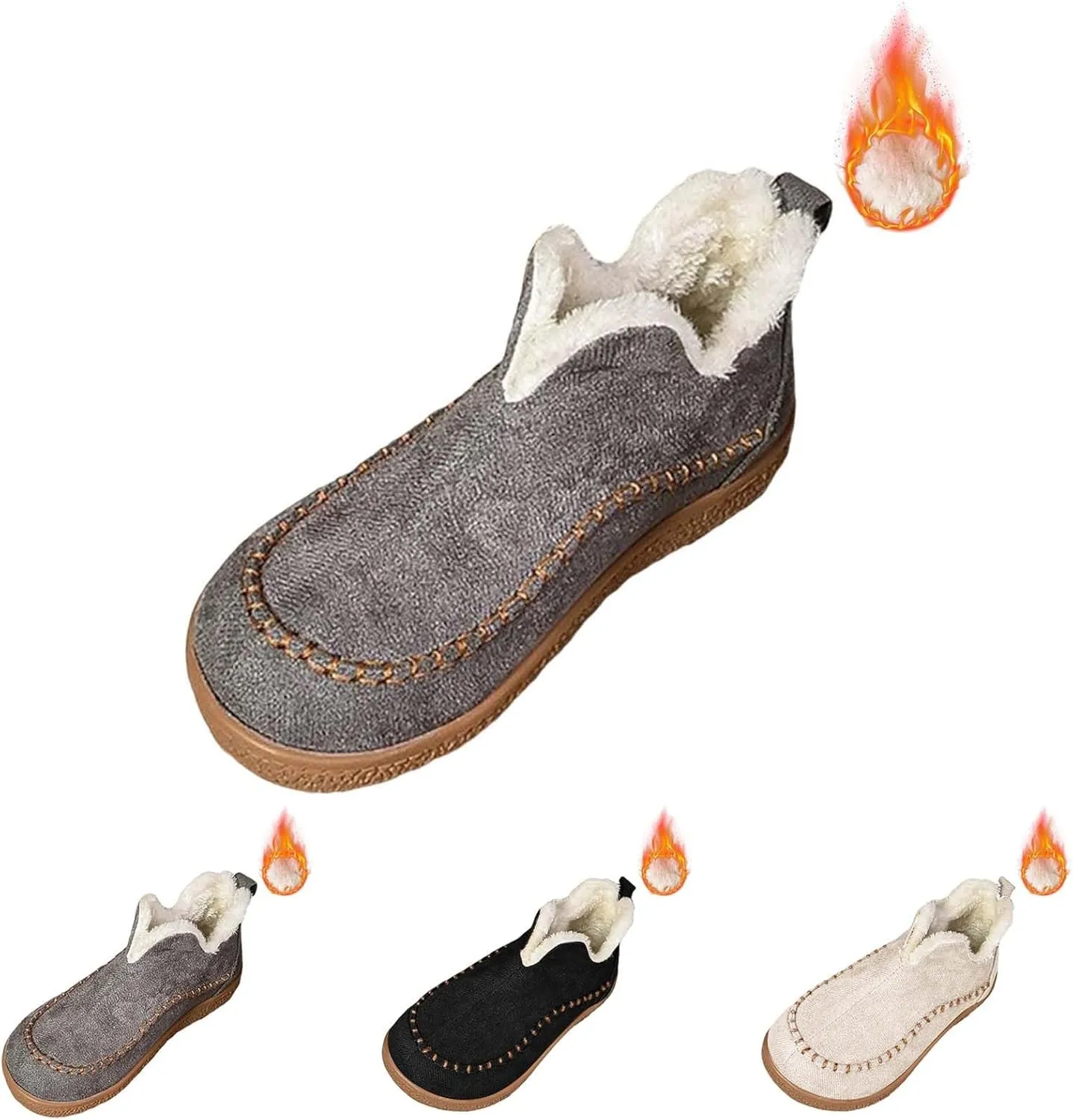 Ankle Boots for Women Low Heel Slip On Walking Shoes Hiking Boots Women Waterproof Round Toe Flat Casual Shoes