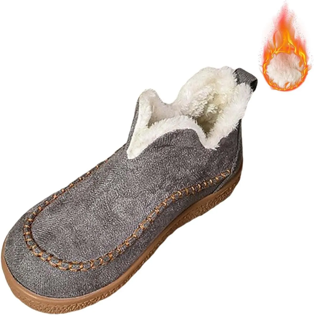 Ankle Boots for Women Low Heel Slip On Walking Shoes Hiking Boots Women Waterproof Round Toe Flat Casual Shoes