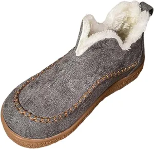 Ankle Boots for Women Low Heel Slip On Walking Shoes Hiking Boots Women Waterproof Round Toe Flat Casual Shoes