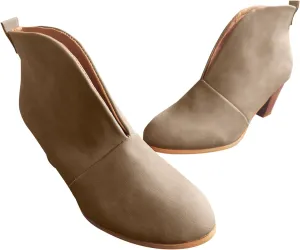 Ankle Boots for Women Wedge Arch Support Slip On Chunky Stacked Block Heel Ankle Booties Solid Suede Cut V Pull On Fashion Boots for Women Dressy Winter Fall Party