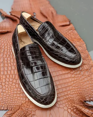 Ascot Ezee - Dark Chocolate Brown Crocodile