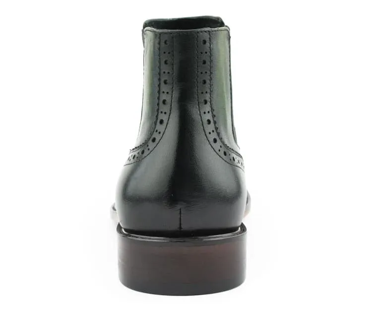 Asher Green Wingtip Leather Chelsea Boots Men’s Olive Green Ag2632