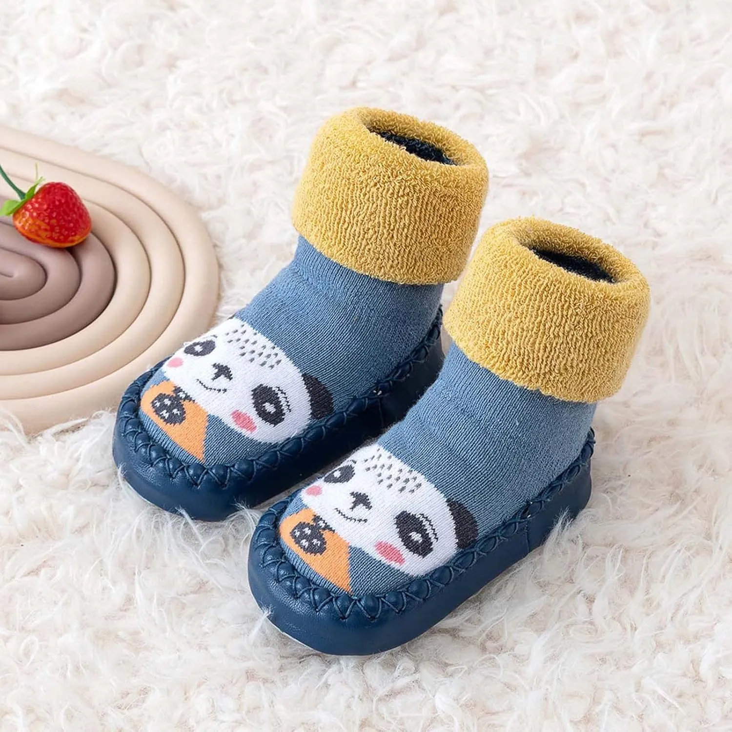 Autumn and Winter Cute Children Toddler Shoes Flat Bottom Non Slip Socks Shoes Warm Cartoon Pattern Boy Size 6 Shoes