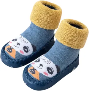 Autumn and Winter Cute Children Toddler Shoes Flat Bottom Non Slip Socks Shoes Warm Cartoon Pattern Boy Size 6 Shoes