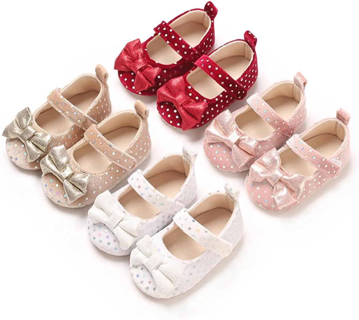 Baby Girls Sequin Bow Summer Sandals Toddler Infant Knitted Breathable Polka Dot Strap Soft Sole Solid Color Shoes