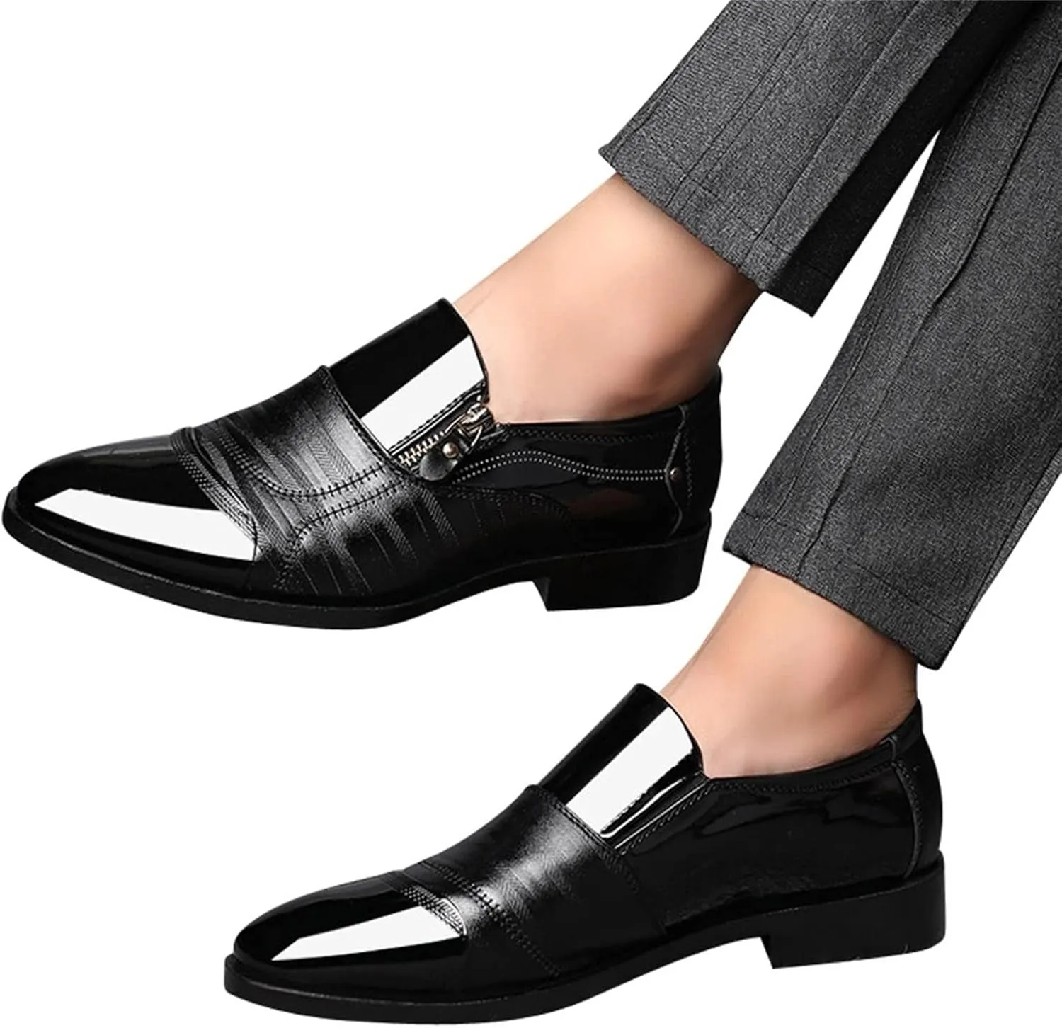 Bamboo Store Non Leather Mens Shoes Classical Style Men's Breathable Hollow Business Casual Pointed Shoes Tennis Shoes for Men Leather
