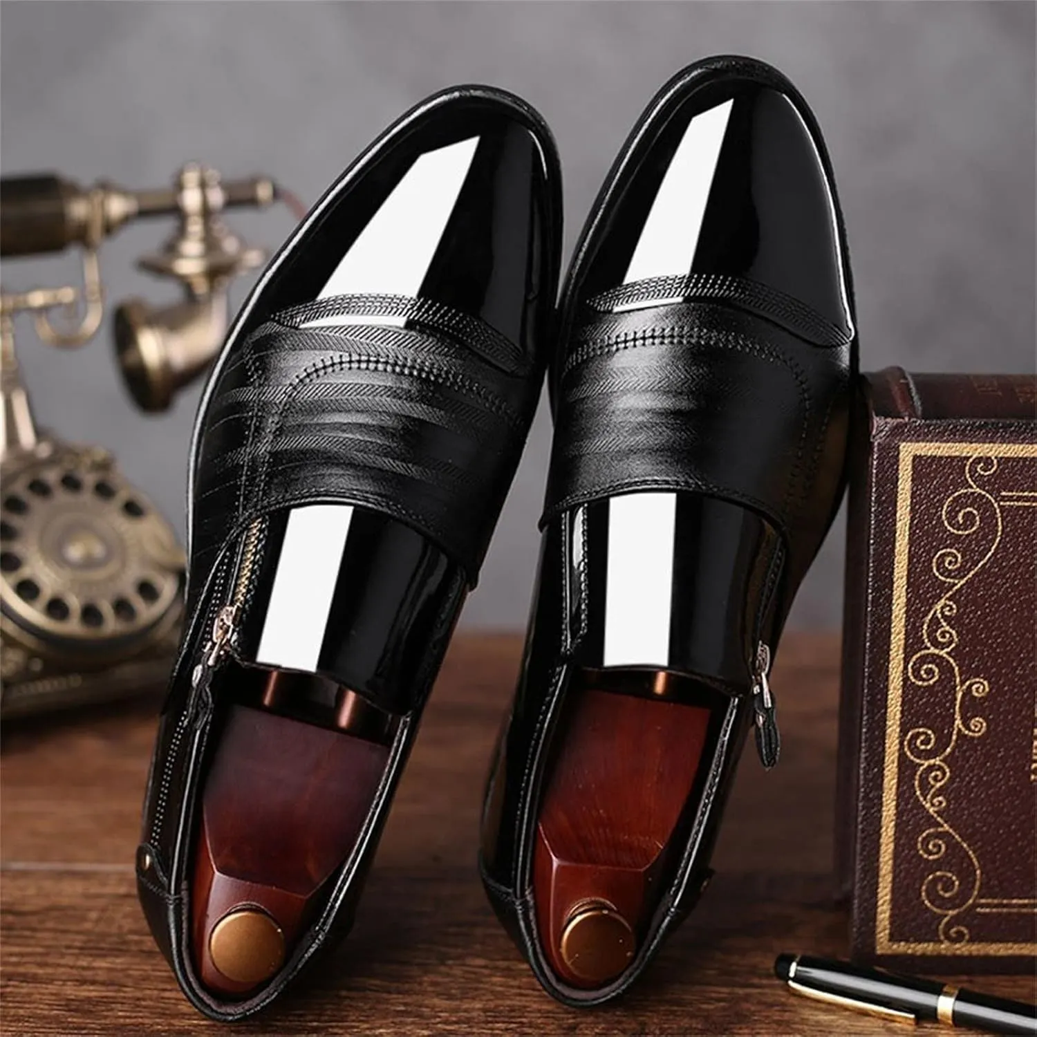 Bamboo Store Non Leather Mens Shoes Classical Style Men's Breathable Hollow Business Casual Pointed Shoes Tennis Shoes for Men Leather