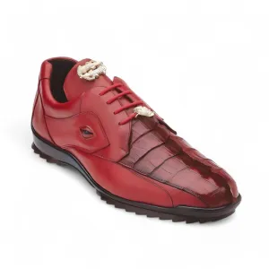 Belvedere Vasco Men's Red Genuine Hornback Crocodile & Soft Calf Sneakers 336122 (BV2204)