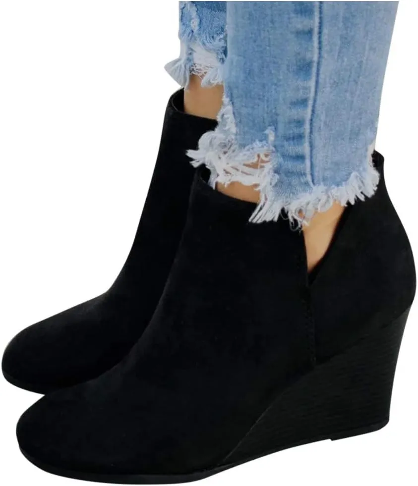 Black Booties Botas Negras Heel Boots for Women Women Business Casual Black and White Boots for Women Ankle Booties Sexy Low Heels Women's Ankle Boots Black
