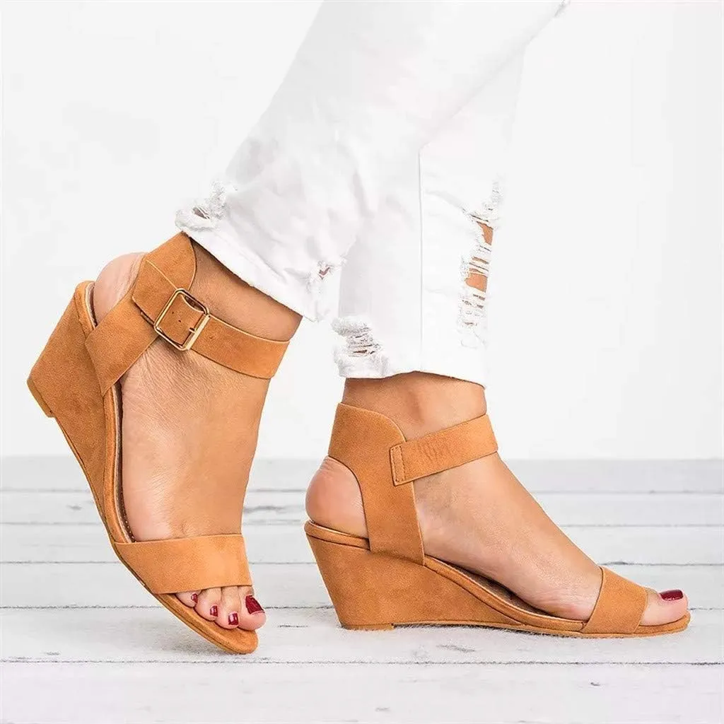 Black Sandals Women Wedge, Women's Ankle Strap Chunky Chunky Heel Sandals Block Open Toe Party Dress Shoes