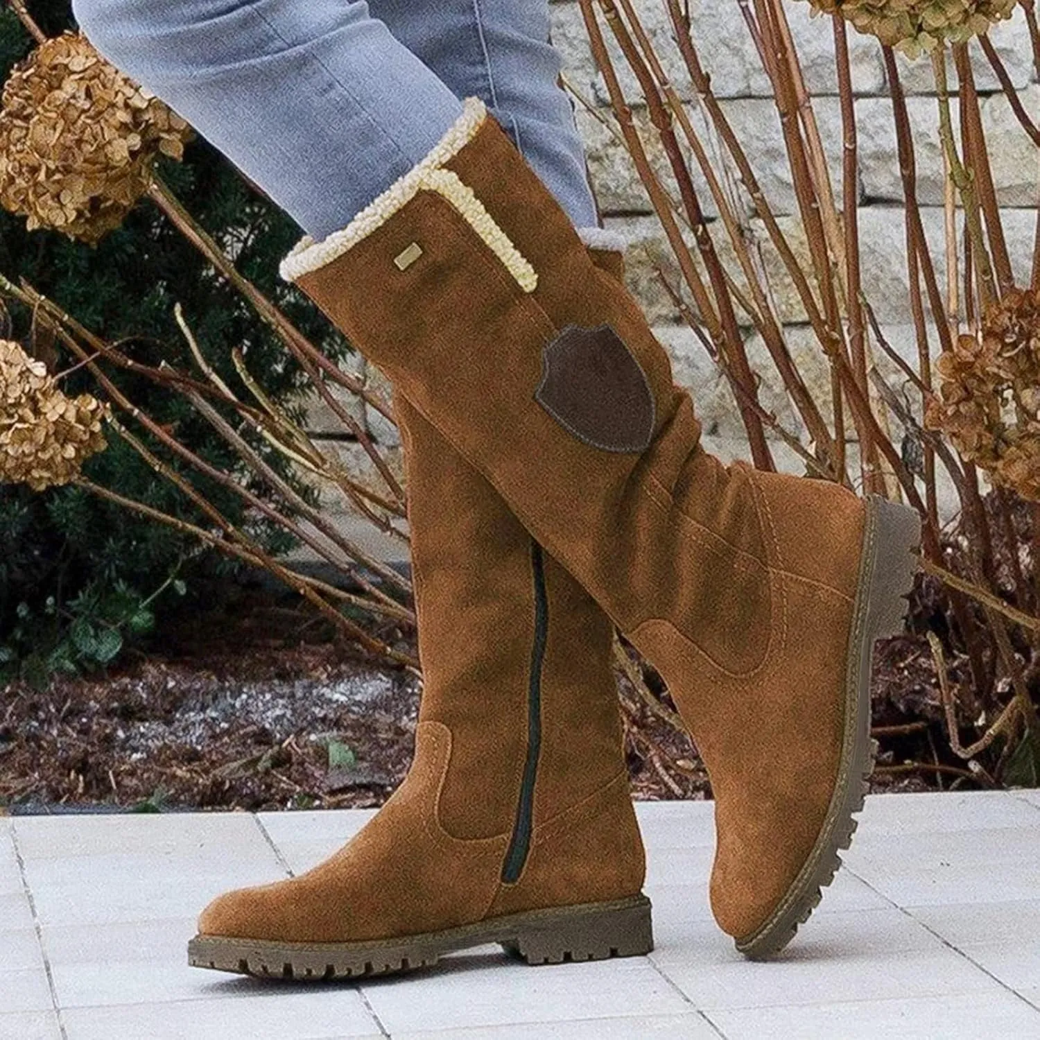 Black Snow Boots for Women Knee High Women's Winter Boots Waterproof Sexy Winter Fur Boots Women Size 8 Women's Ankle Boots Flat Low Heel Zipper Booties Winter Fall Snow Shoes for Women