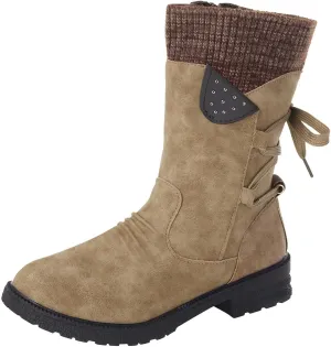 Black Winter Boots for Women Tall Womens Winter Boots Slip on Mid Calf Boots Women Winter Waterproof Womens Waterproof Warm Walking Boots Womens Hiking Boots Waterproof Cute