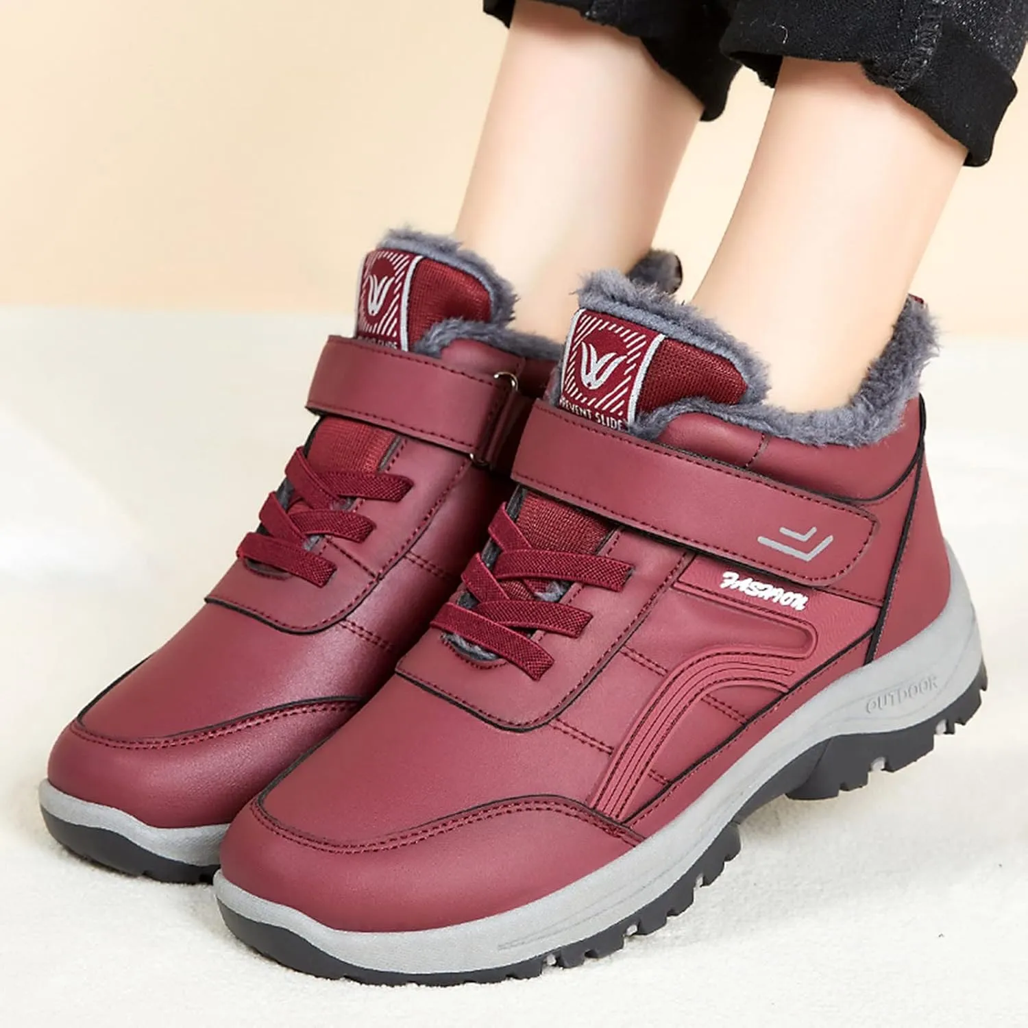 Black Winter Snow Boots for Women Womens Waterproof Snow Boots Size 6 Black Winter Work Boots for Woman High Heel Winter Boots for Women Winter Boot for Women Fur