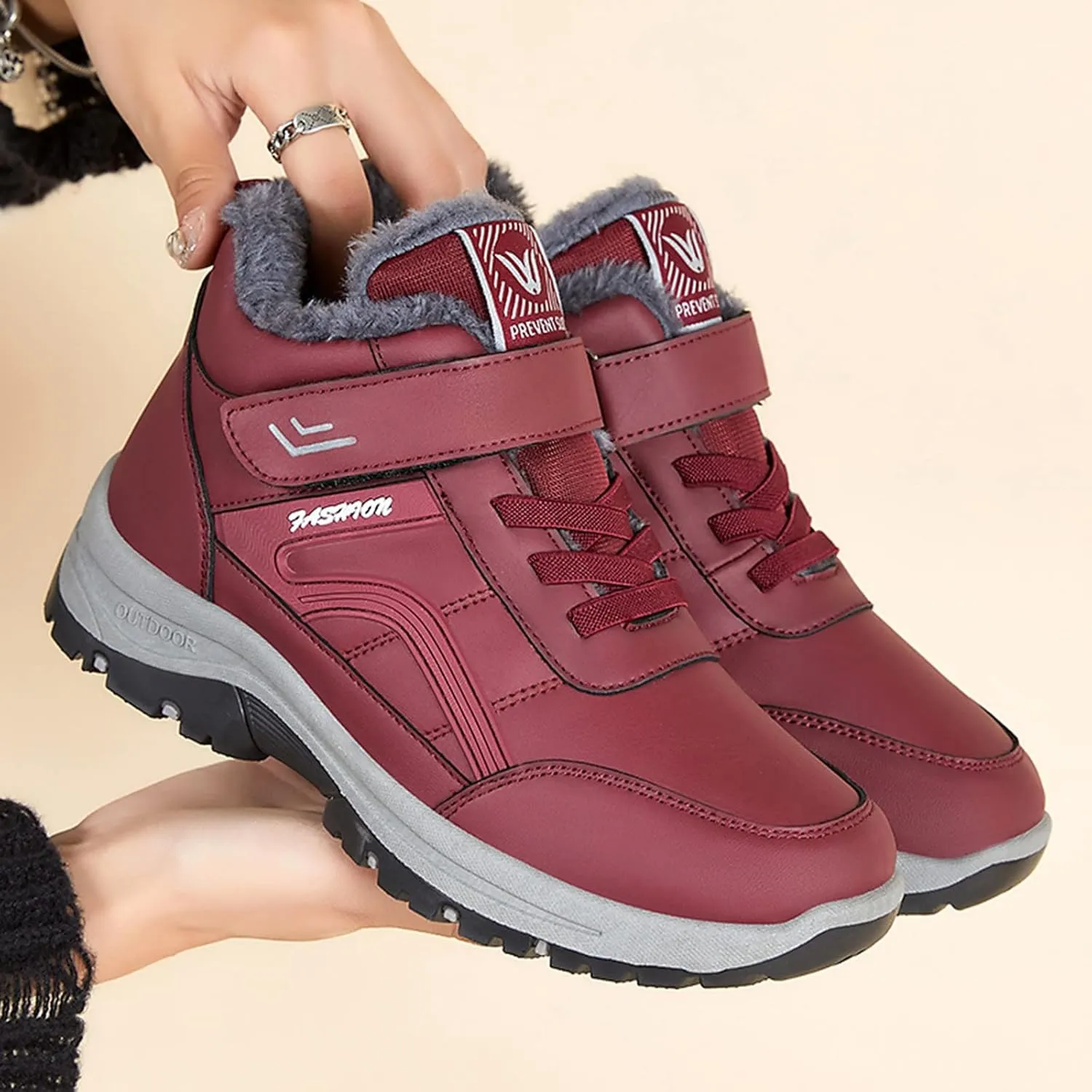 Black Winter Snow Boots for Women Womens Waterproof Snow Boots Size 6 Black Winter Work Boots for Woman High Heel Winter Boots for Women Winter Boot for Women Fur