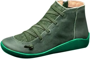 Booties for Women Arch Support Low Heel Booties Fashion Lace Up Zipper Fall Boots Casual Walking Short Boots