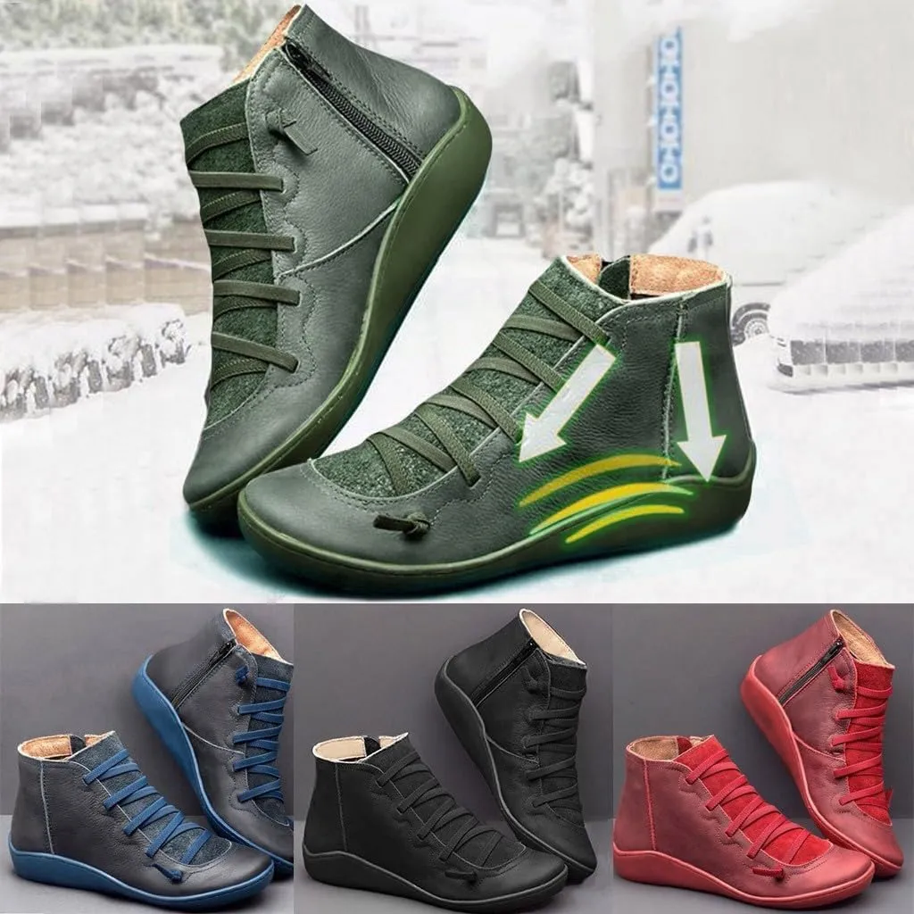 Booties for Women Arch Support Low Heel Booties Fashion Lace Up Zipper Fall Boots Casual Walking Short Boots
