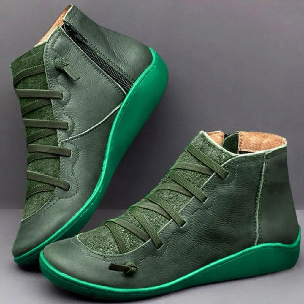 Booties for Women Arch Support Low Heel Booties Fashion Lace Up Zipper Fall Boots Casual Walking Short Boots
