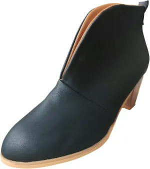 Boots for Women Dressy Fall Stylish Classic V Cut Pull On Ankle Boots Chunky Block Mid Stacked Heel Short Boots Arch Support Orthopedic Wedge Booties for Women Dressy Party