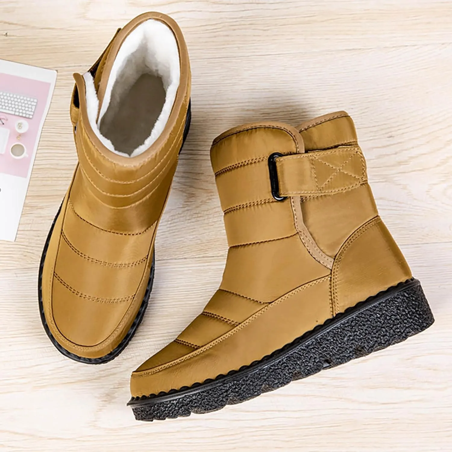 Botas De Invierno Para Mujer Elegantes Con Tacon Botas Invierno Para Mujer White Snow Boots for Women Fuzzy Boots Womens Snow Shoes Waterproof of Today