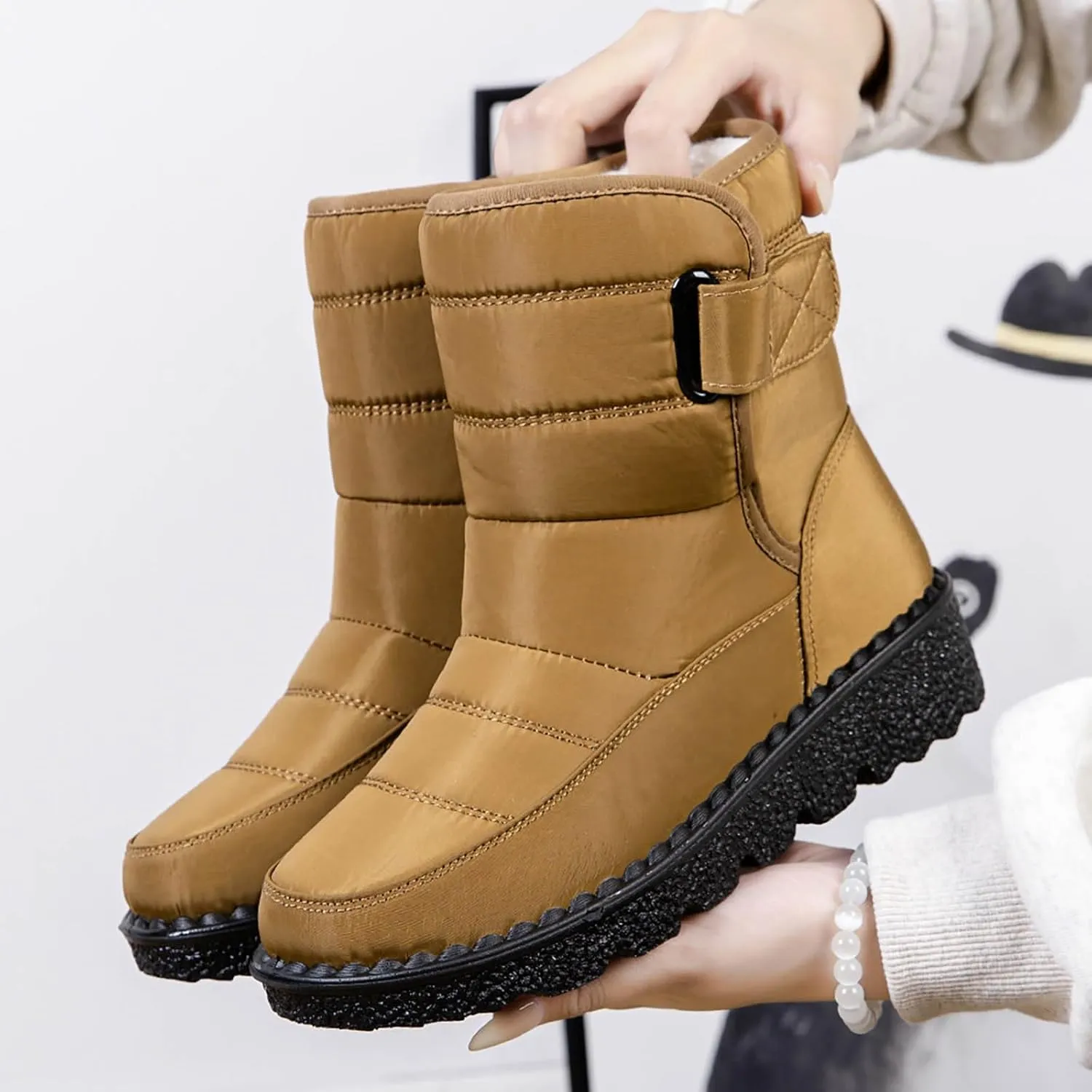 Botas De Invierno Para Mujer Elegantes Con Tacon Botas Invierno Para Mujer White Snow Boots for Women Fuzzy Boots Womens Snow Shoes Waterproof of Today