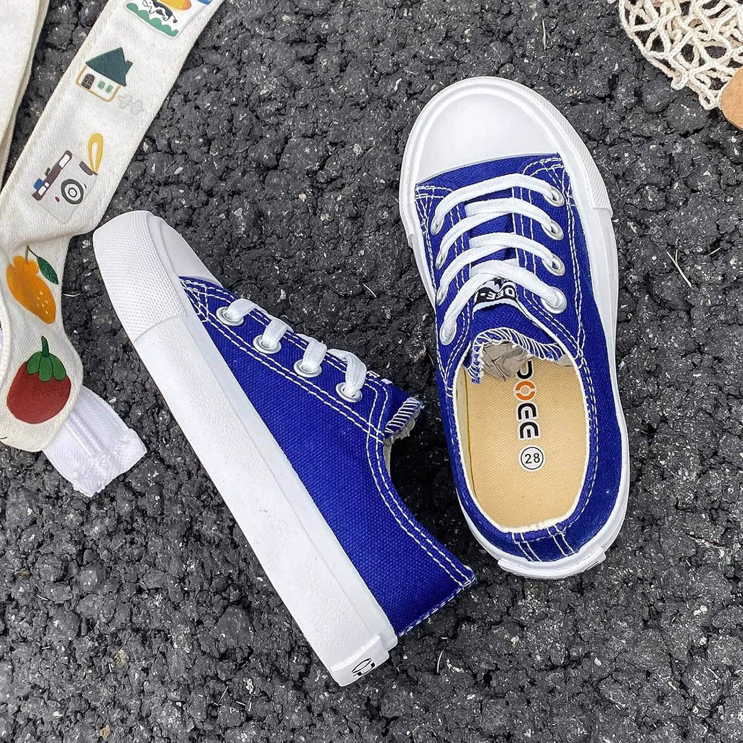 Boys Girls Baby Children's Shoes Low top lace-up Children's Canvas Shoes Back-to-School Season Small White Shoes Children's Sneakers Teens Medium and Large Kids Skateboarding Shoes