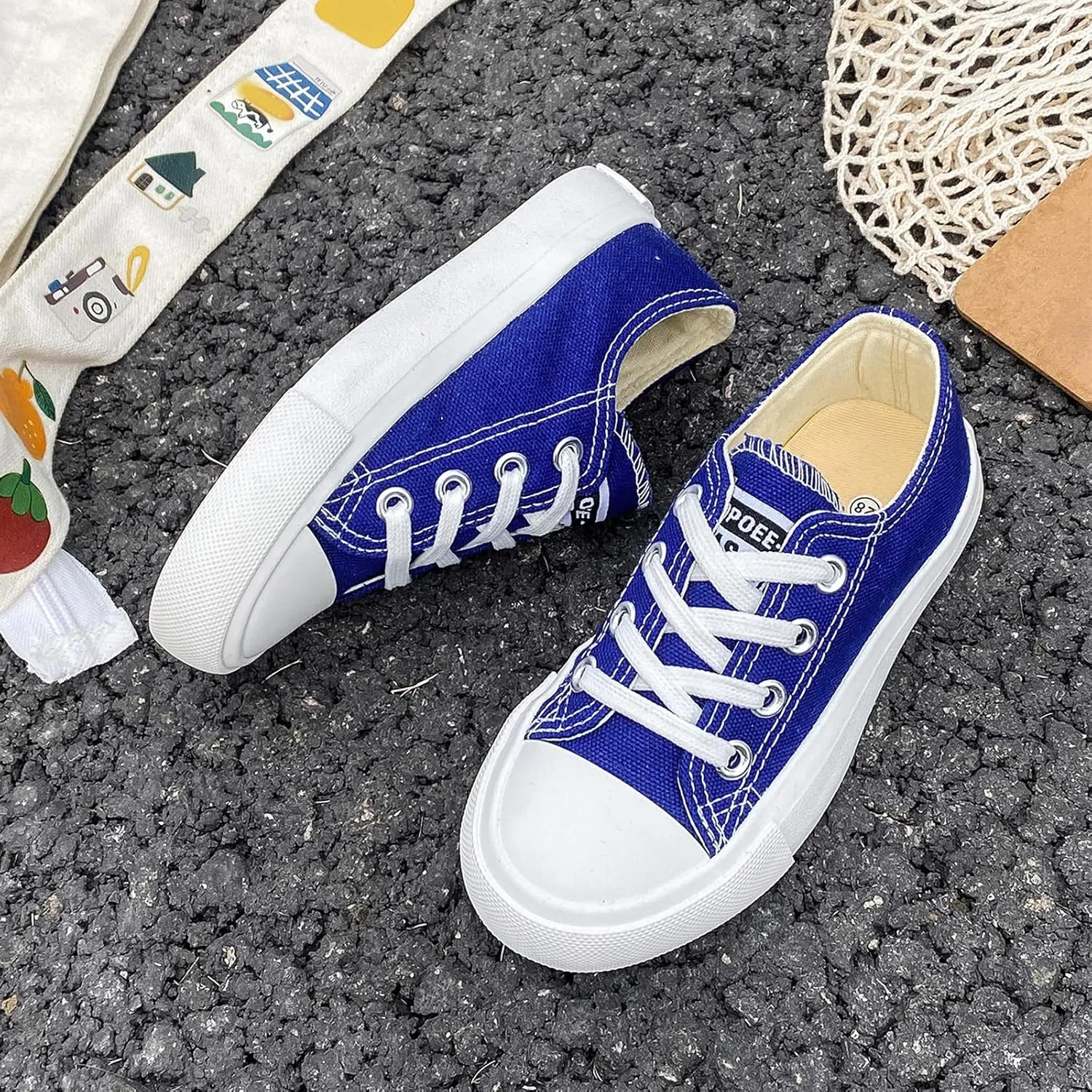 Boys Girls Baby Children's Shoes Low top lace-up Children's Canvas Shoes Back-to-School Season Small White Shoes Children's Sneakers Teens Medium and Large Kids Skateboarding Shoes