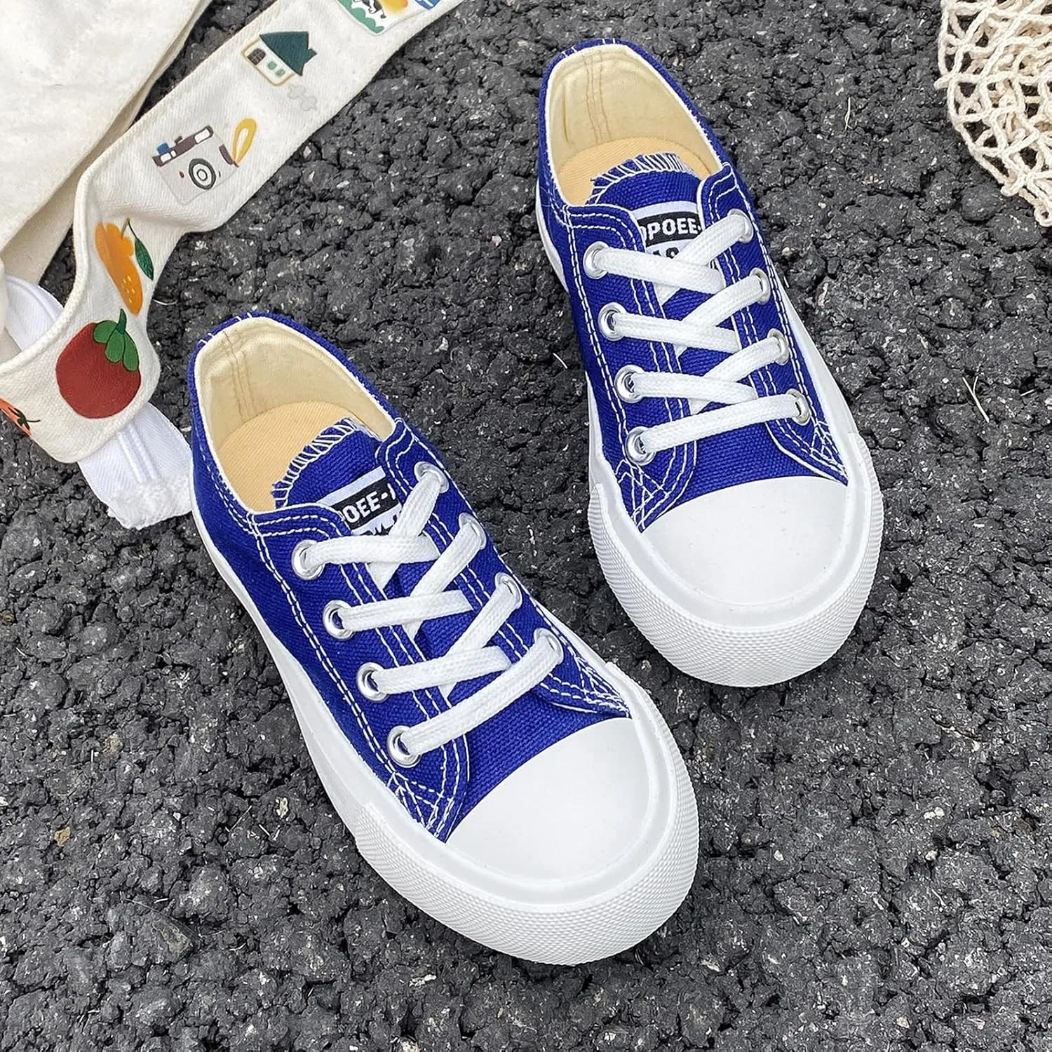 Boys Girls Baby Children's Shoes Low top lace-up Children's Canvas Shoes Back-to-School Season Small White Shoes Children's Sneakers Teens Medium and Large Kids Skateboarding Shoes