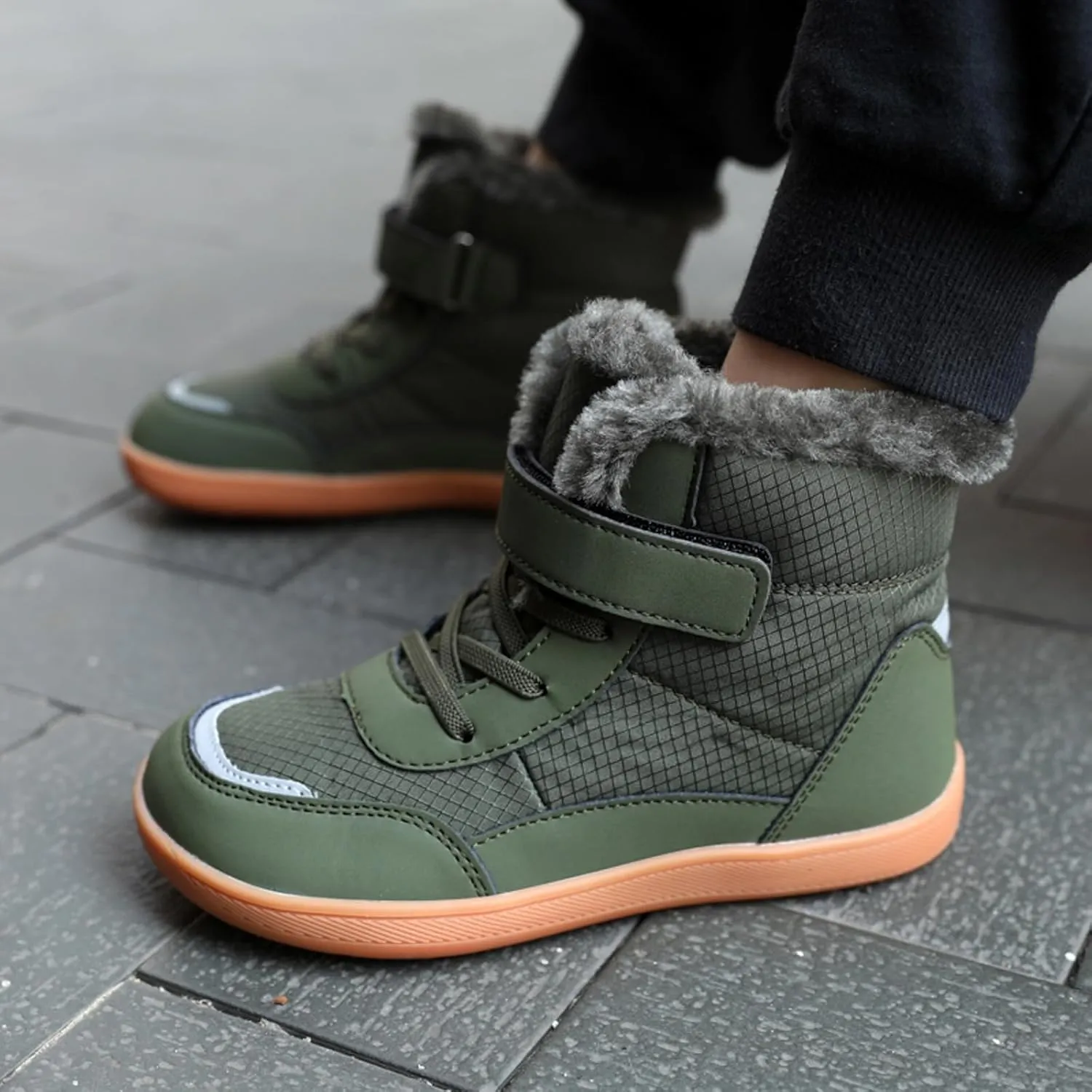 Boys Girls Barefoot Winter Boots With Wide Toe Box Slip Drop Sole Ankle Winter Snow Boots Boots for Toddler Boys Size 5