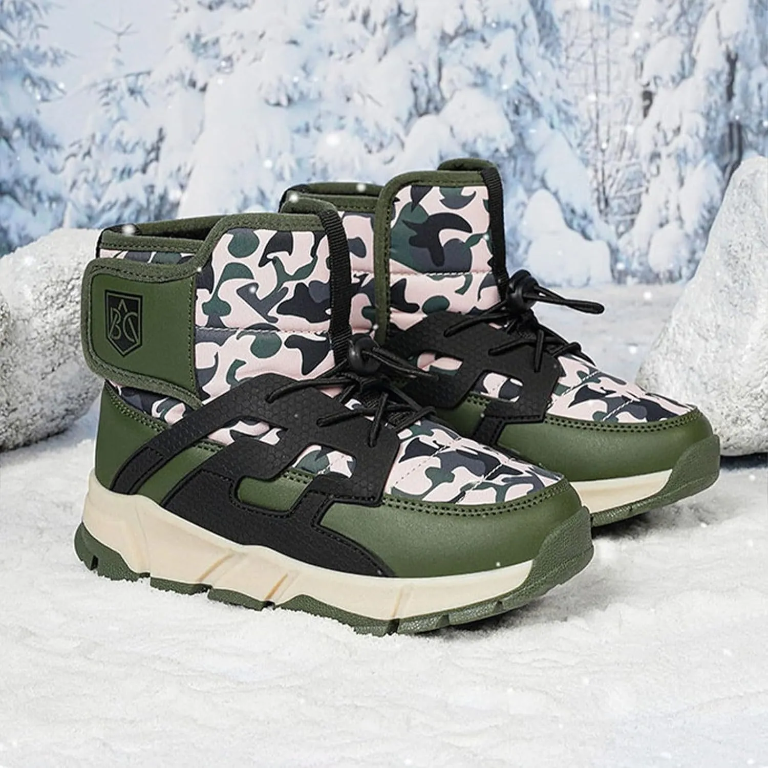 Boys Girls Snow Boots Waterroof Non Slip Outdoor Winter Shoes for Toddler Kids Thick Sole Furry Warm Cozy Shoes