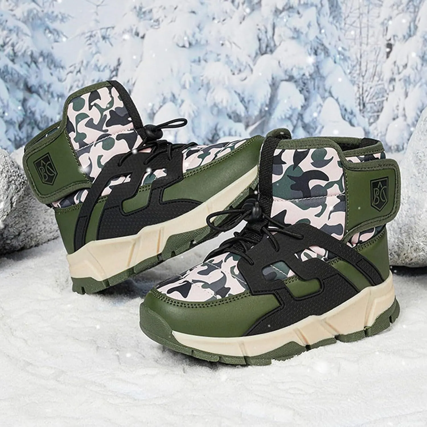 Boys Girls Snow Boots Waterroof Non Slip Outdoor Winter Shoes for Toddler Kids Thick Sole Furry Warm Cozy Shoes