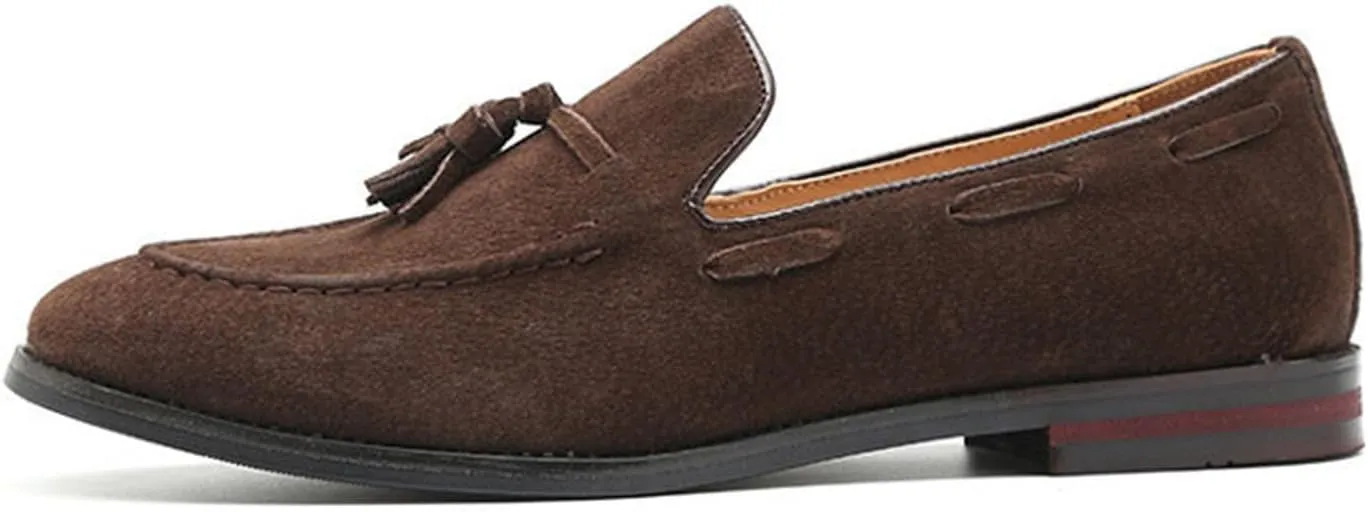 ByErz Men's Luxury Penny Loafer Shoes Slip-On Suede Loafers Foraml Dress Office Casual Shoes with Tassel