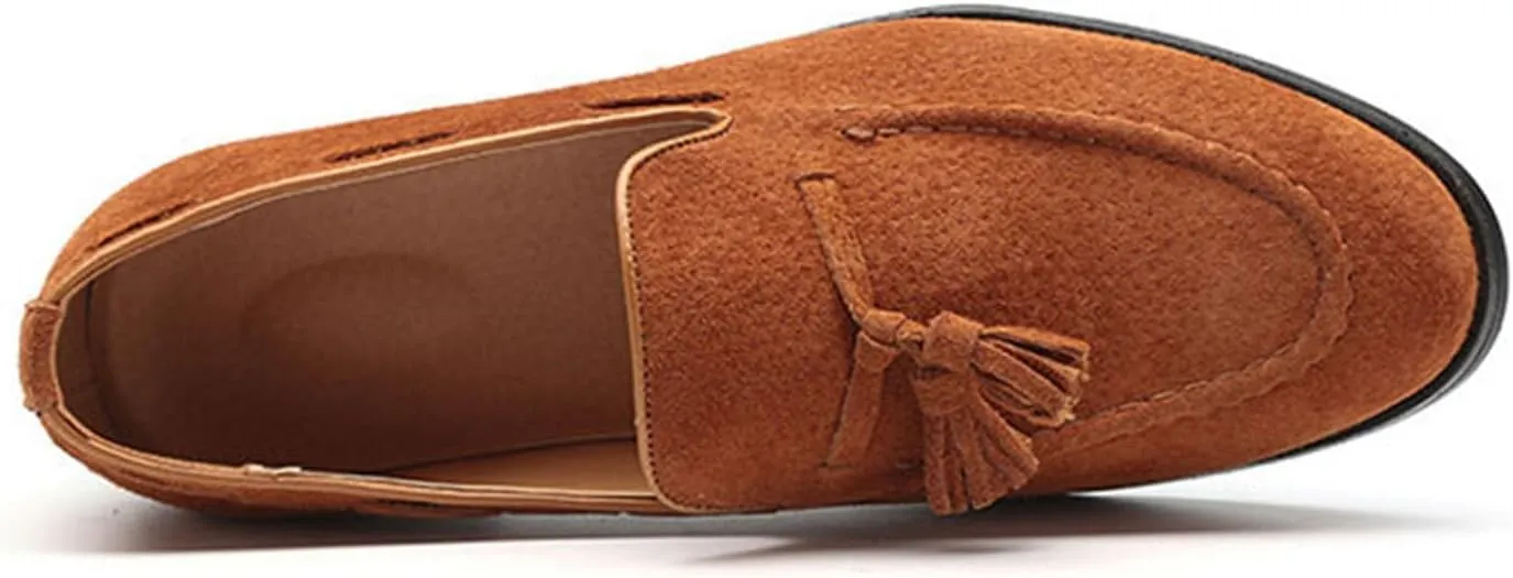 ByErz Men's Luxury Penny Loafer Shoes Slip-On Suede Loafers Foraml Dress Office Casual Shoes with Tassel