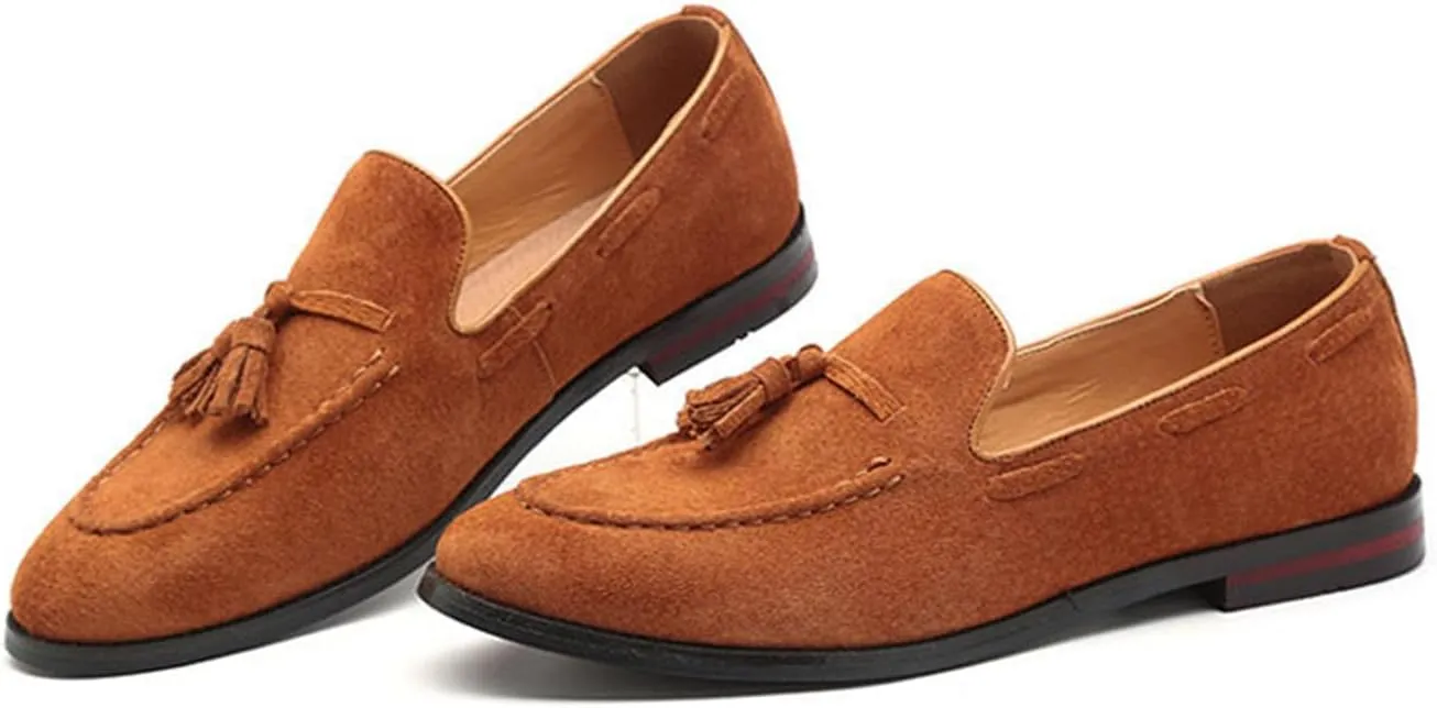 ByErz Men's Luxury Penny Loafer Shoes Slip-On Suede Loafers Foraml Dress Office Casual Shoes with Tassel