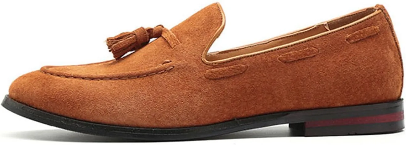 ByErz Men's Luxury Penny Loafer Shoes Slip-On Suede Loafers Foraml Dress Office Casual Shoes with Tassel