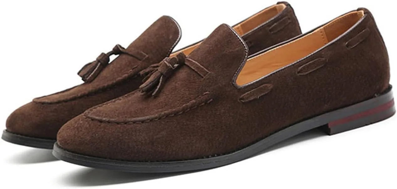 ByErz Men's Luxury Penny Loafer Shoes Slip-On Suede Loafers Foraml Dress Office Casual Shoes with Tassel
