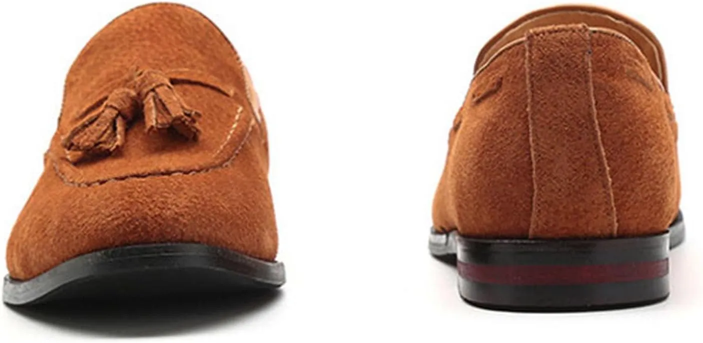 ByErz Men's Luxury Penny Loafer Shoes Slip-On Suede Loafers Foraml Dress Office Casual Shoes with Tassel