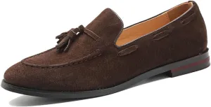 ByErz Men's Luxury Penny Loafer Shoes Slip-On Suede Loafers Foraml Dress Office Casual Shoes with Tassel