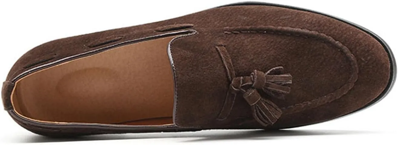 ByErz Men's Luxury Penny Loafer Shoes Slip-On Suede Loafers Foraml Dress Office Casual Shoes with Tassel