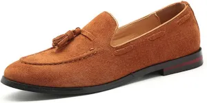 ByErz Men's Luxury Penny Loafer Shoes Slip-On Suede Loafers Foraml Dress Office Casual Shoes with Tassel