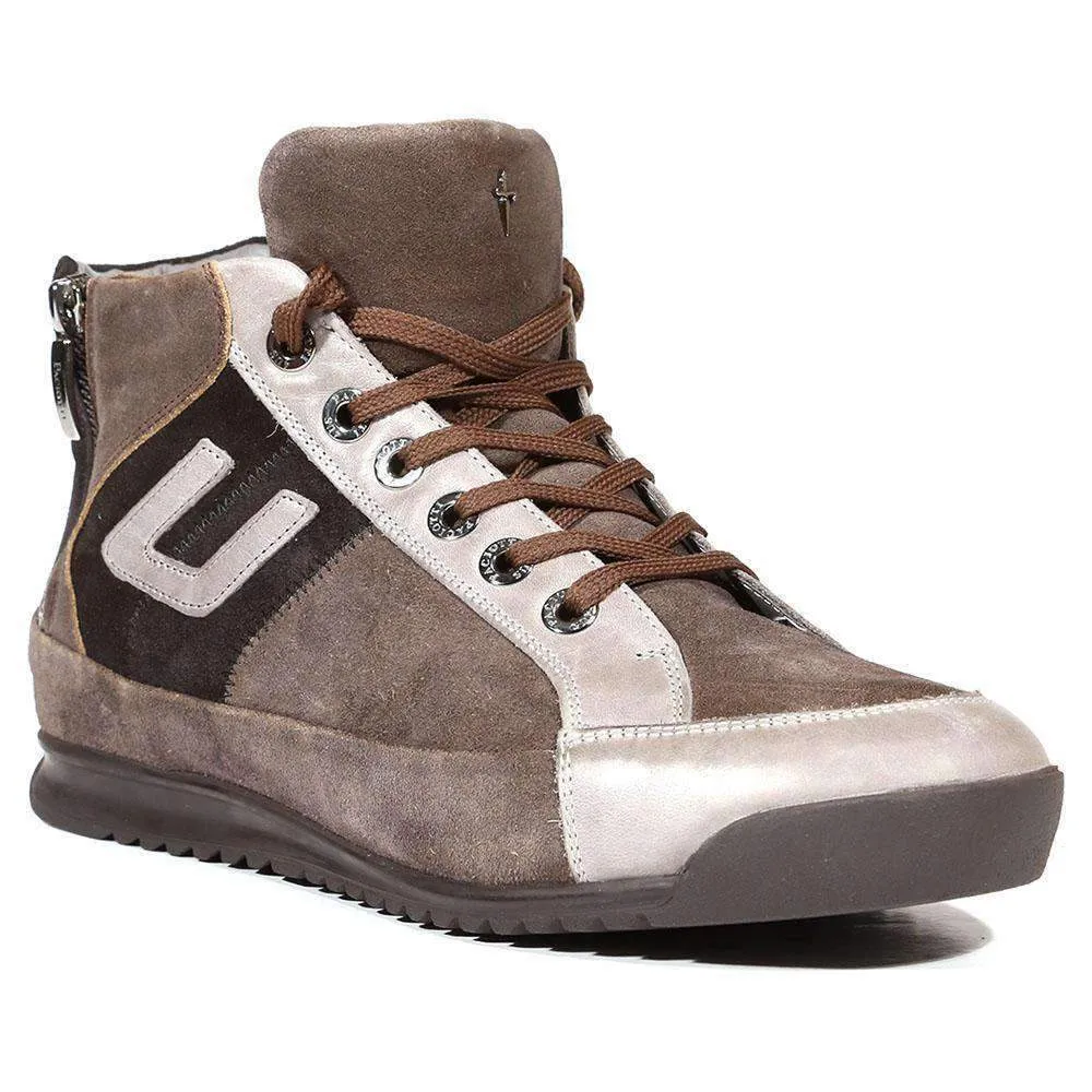 Cesare Paciotti Luxury Italian Men's Italian Designer Shoes Suede Ele Root Gray Sneakers (CPM5031)