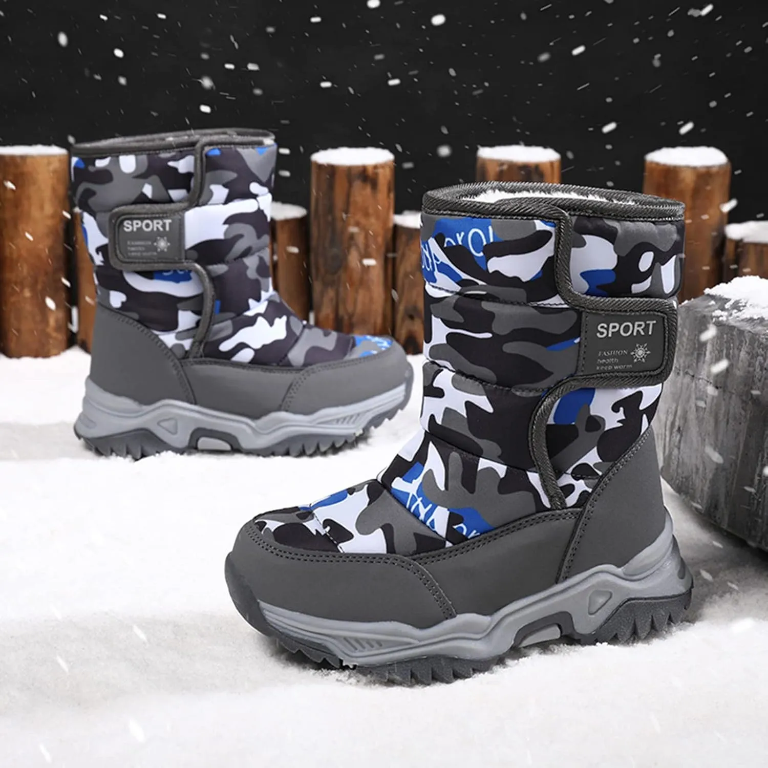 Children Shoes Camouflage Snow Boots Girls Boys Outdoor Boots Warm Boots Cotton Snow Toddler Girl Tall Boots Size 6