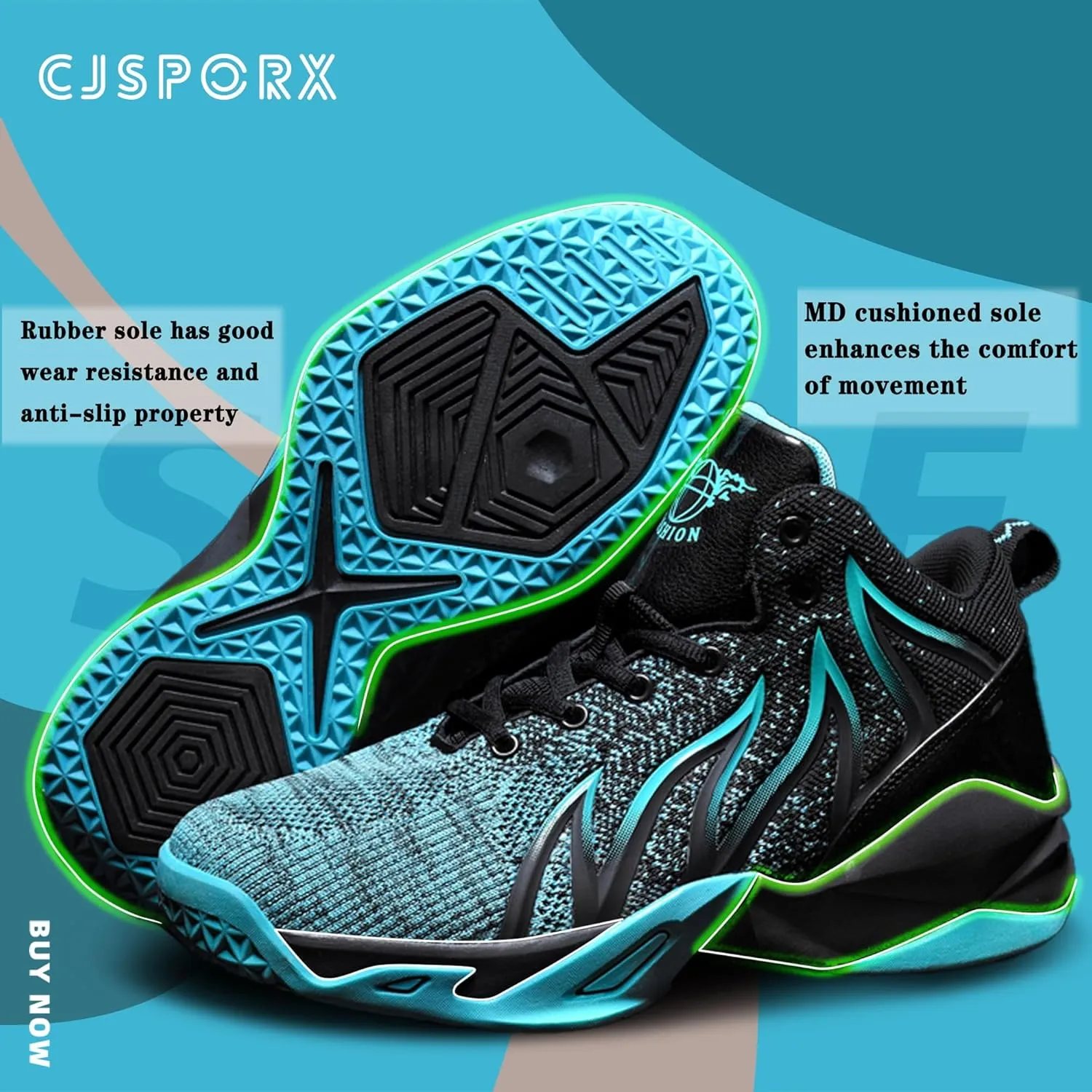 CJSPORX Men's Basketball Shoes Breathable Non-Slip Sneakers Fashionable Sports