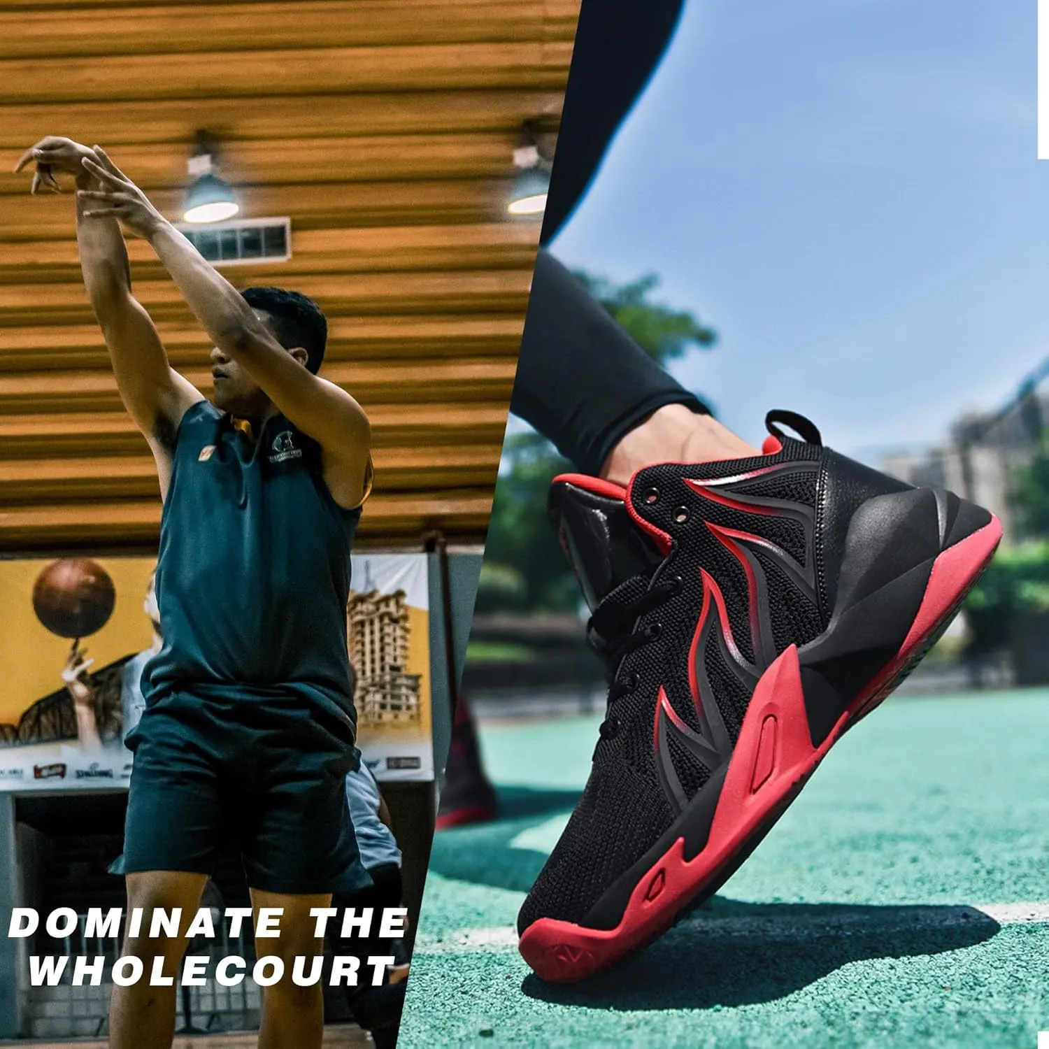 CJSPORX Men's Basketball Shoes Breathable Non-Slip Sneakers Fashionable Sports